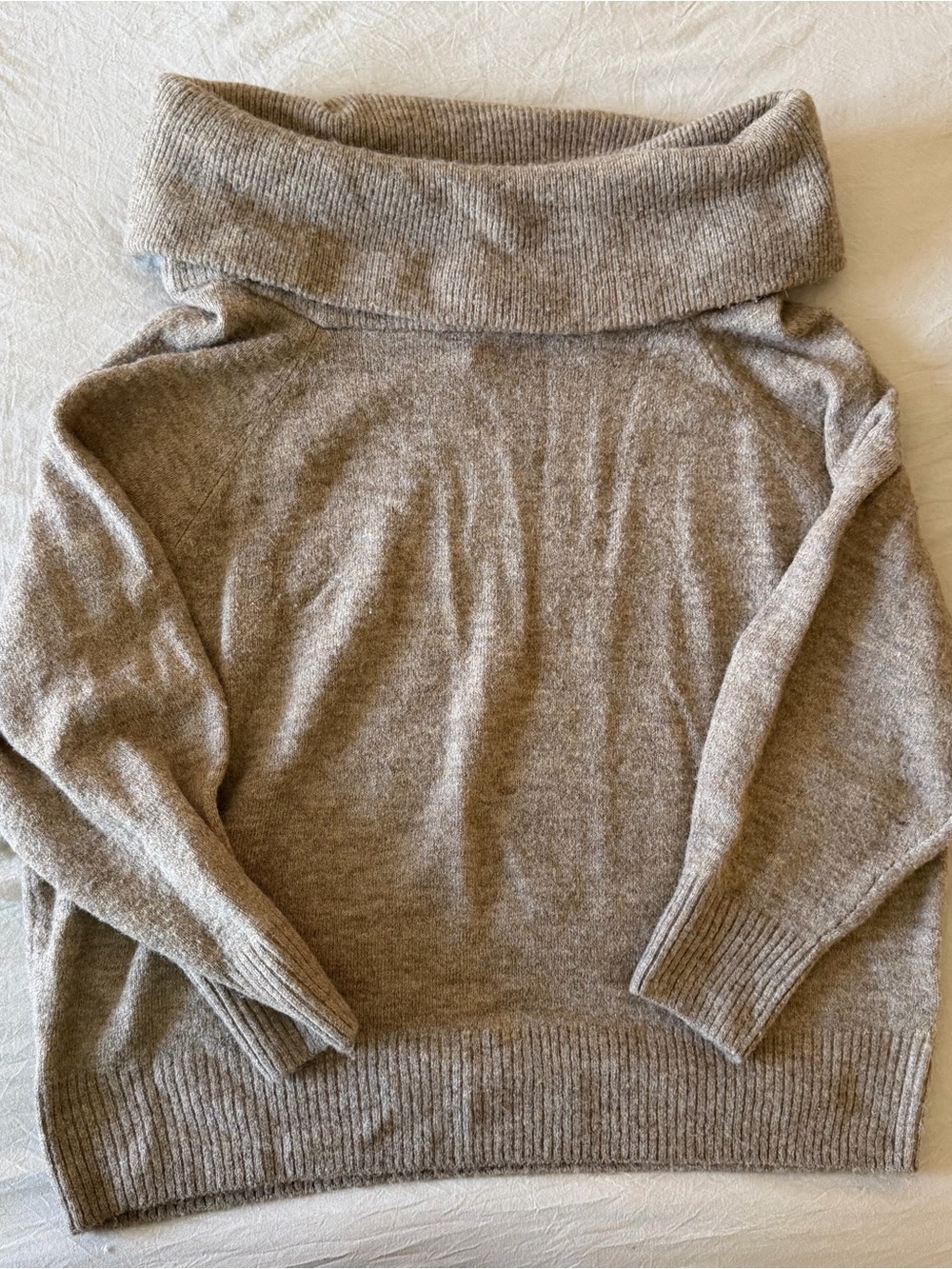 H&M Fold-Over Cowl Neck Sweater - Light Taupe